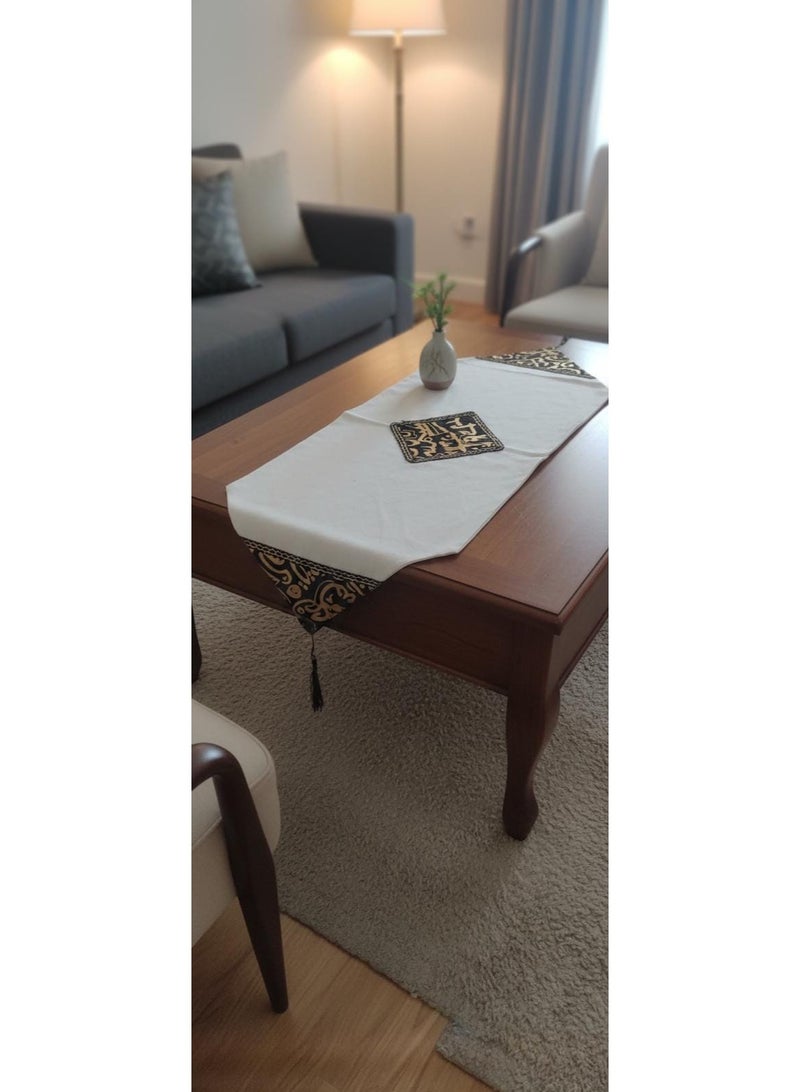 رانر رمضان مفرش طاولة المقاس ٧٠ في ٣٧سم اللون اف ويت في اسود   في رسوم وتصميمات  رمضان دهبي - Image 2